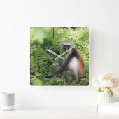 Zanzibar Monkey Clock Quadratische Wanduhr (Zuhause)