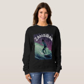 Zanzibar Nerd Surfing Beach Palm trees Vacation Sweatshirt (Vorne ganz)