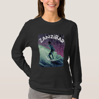 Zanzibar Nerd Surfing Beach Palm trees Vacation T-Shirt