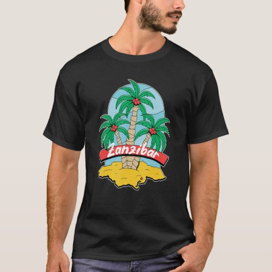 Zanzibar Palm Beach Surfing Souvenir Beach Vacatio T-Shirt (Vorderseite)