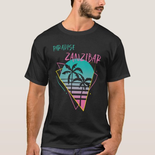 Zanzibar Paradise Palm tree Beach Vacation Ocean S T-Shirt (Vorderseite)