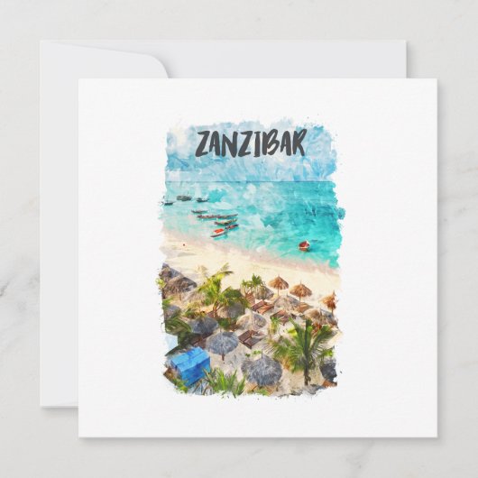 Zanzibar Tansania Vintage Reisekarte (Vorderseite)