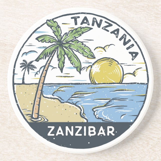 Zanzibar Tanzania Vintage Getränkeuntersetzer (Vorne)