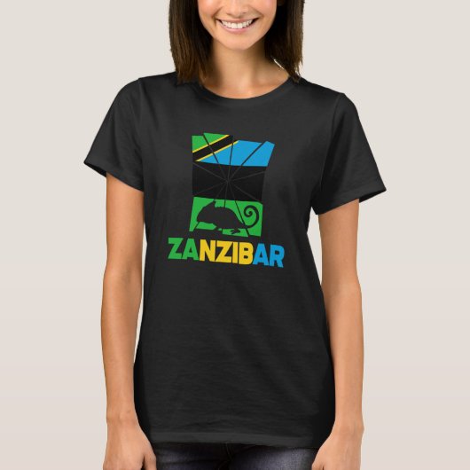 Zanzibar Zanzibari Zanzibar Flagge Chameleon Tier T-Shirt (Vorderseite)