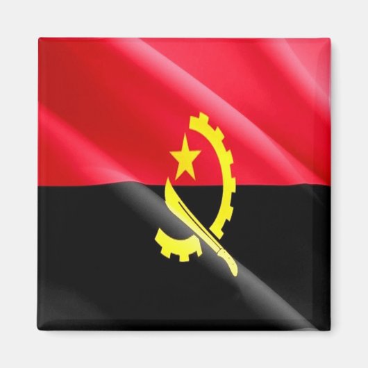 zAO002 ANGOLA WAVING FLAG, Afrika, Kühlschrank Magnet (Vorne)