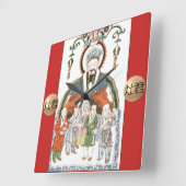 Zao Jun chinesische Küchen-Gott-Wanduhr Quadratische Wanduhr (Winkel)