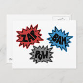 ZAP BAM POW Comic Sound FX - Original Postkarte (Vorne/Hinten)