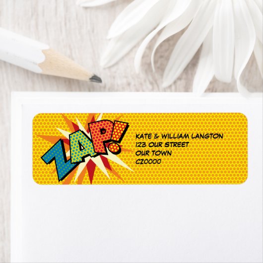 ZAP Fun Retro Comic Book Pop Art-Adresse (Insitu)