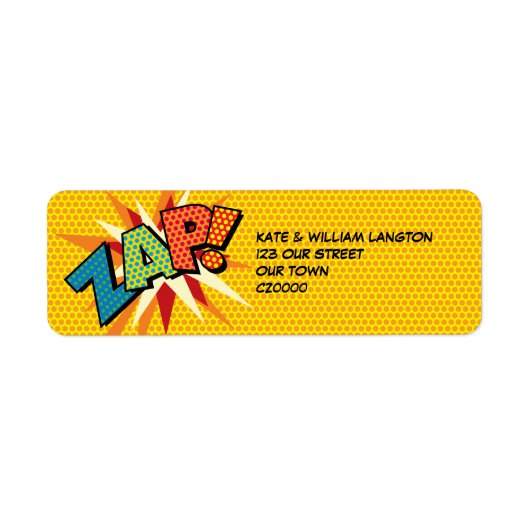 ZAP Fun Retro Comic Book Pop Art-Adresse (Vorne)