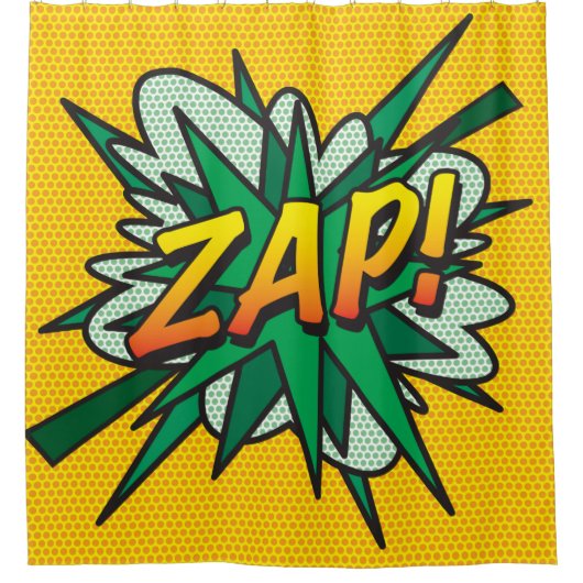 ZAP Fun Retro Comic Book Pop Duschvorhang (Vorderseite)
