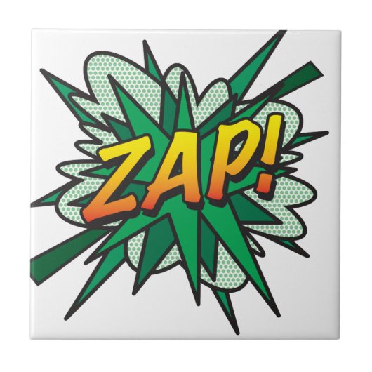 ZAP Fun Retro Comic Book Pop Fliese (Vorderseite)