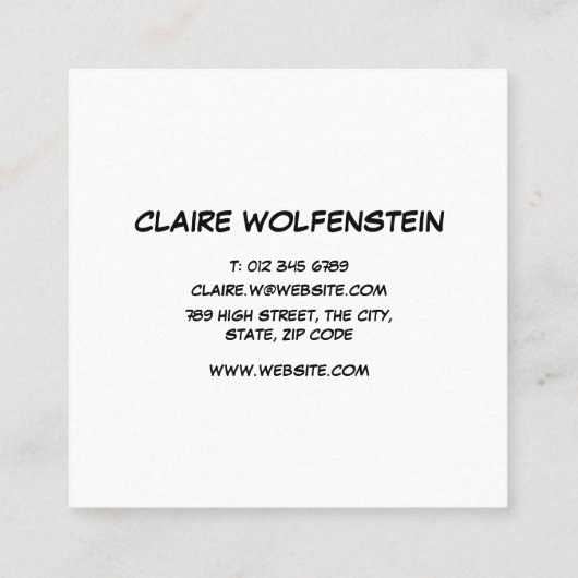 ZAP Fun Retro Comic Book Quadratische Visitenkarte (Rückseite)