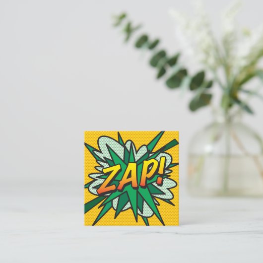 ZAP Fun Retro Comic Book Quadratische Visitenkarte (Stehend Vorderseite)
