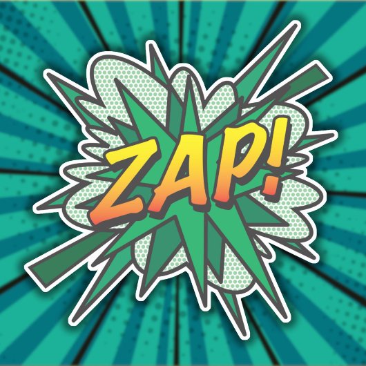 ZAP Fun Retro Comic Pop Kunst, Dichtung und Musik Aufkleber