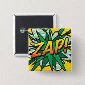 ZAP Fun Retro Comic Pop Kunst, Dichtung und Musik Button (Vorne & Hinten)