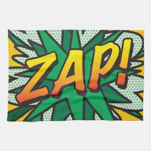 ZAP Fun Retro Comic Pop Kunst, Dichtung und Musik Geschirrtuch (Horizontal)