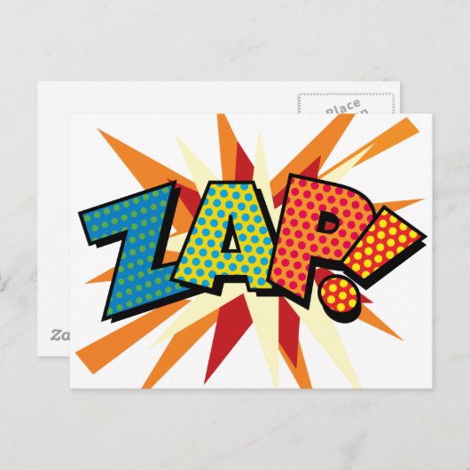 ZAP Fun Retro Comic Pop Kunst, Dichtung und Musik Postkarte (Vorne/Hinten)