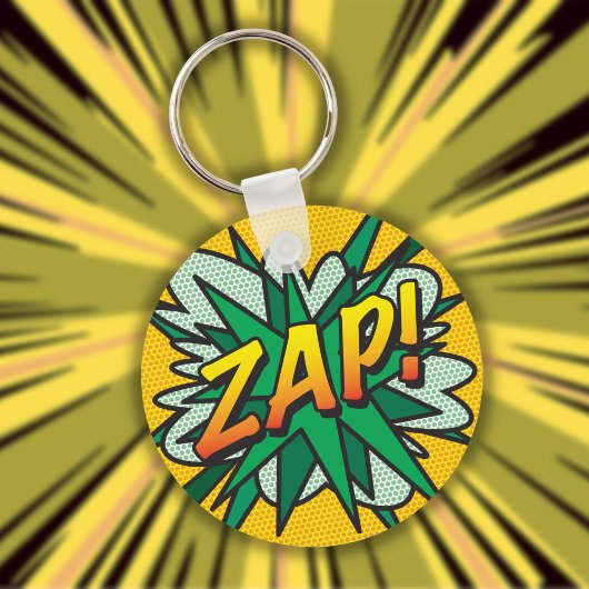 ZAP Fun Retro Comic Pop Kunst, Dichtung und Musik Schlüsselanhänger