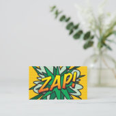 ZAP Fun Retro-Comicbuch Visitenkarte (Stehend Vorderseite)