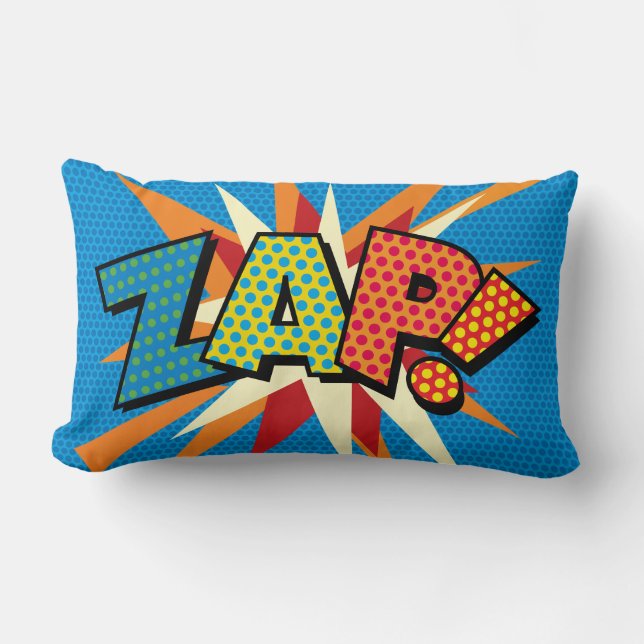 ZAP POW Fun Retro Comic Pop Kunst, Dichtung und Mu Lendenkissen (Vorderseite)
