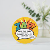 ZAP Save the Date Spaß Retro Comic Pop Kunst (Stehend Vorderseite)