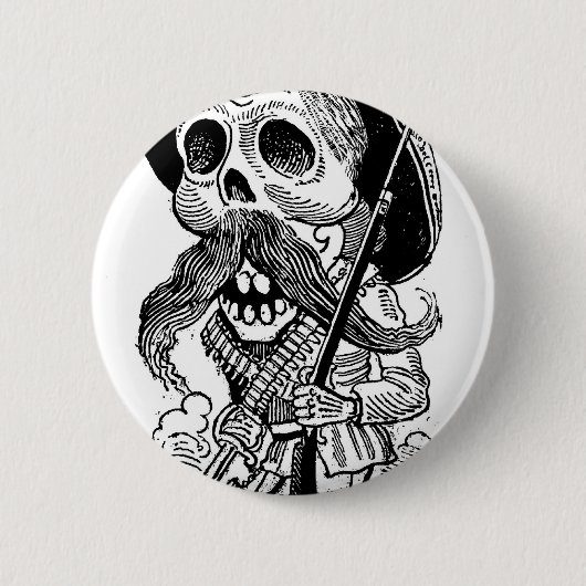 Zapatista Calavera. c. frühes 1900's. Mexiko Button (Vorderseite)