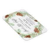 Zapfen Winter Rustikal Save The Dates Magnet (Rechte Seite)