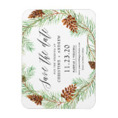 Zapfen Winter Rustikal Save The Dates Magnet (Vertikal)