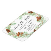 Zapfen Winter Rustikal Save The Dates Magnet (Linke Seite)