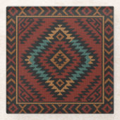 Zapotec Folk Art Geometric Diamond Glass Untersetz Glasuntersetzer (Vorderseite)