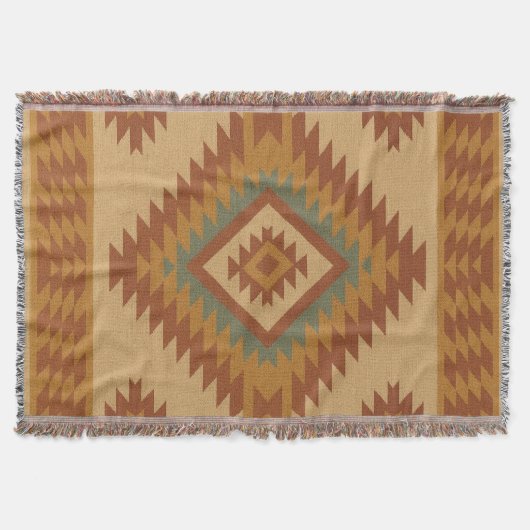 Zapotec Folk Diamond Cotton Blanket Throw Decke (Vorderseite)