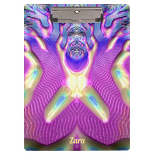 ZARA ~ BIZARRE 3D! ~ Blue Yellow Pink original ~ Klemmbrett