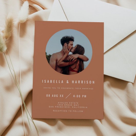 ZARA Burnt Orange Foto QR Code Wedding Einladung