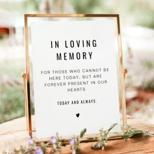 Zara Minimalist In Loving Memory Hochzeitsposter Poster