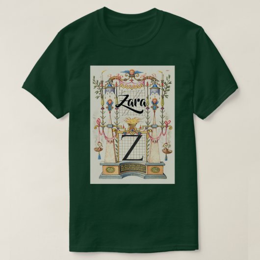 Zara Vintager und moderner Kalligrafie-Kleingarten T-Shirt (Design vorne)