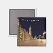 Zaragoza. Night. Plaza del Pilar. Magnet (Vorderseite/Rückseite)