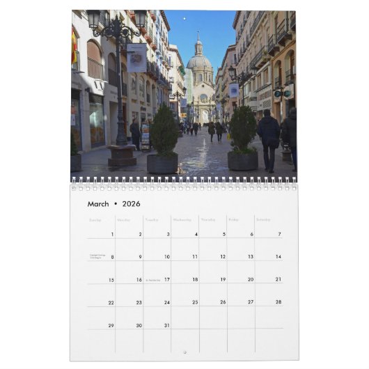 Zaragoza Spanien - Kalender 2026 (Mär 2026)