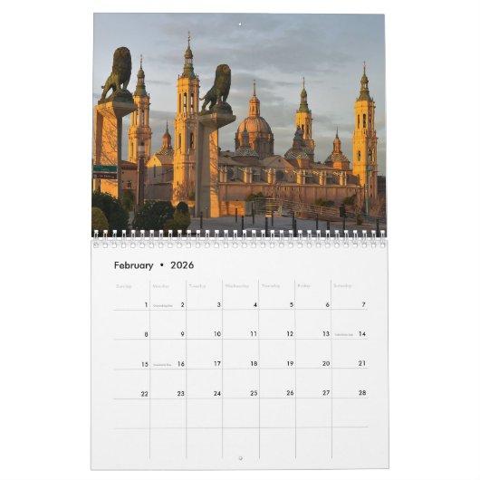 Zaragoza Spanien - Kalender 2026 (Feb 2026)