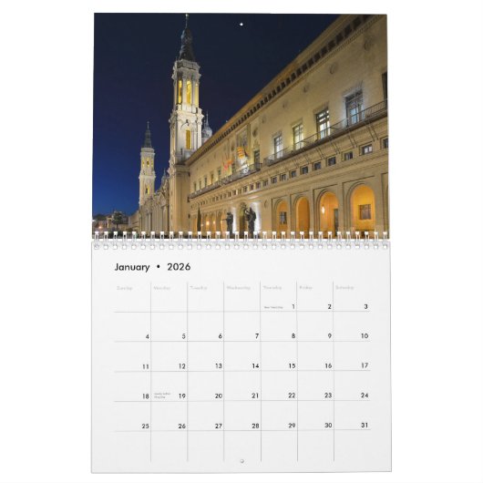 Zaragoza Spanien - Kalender 2026 (Jan 2026)