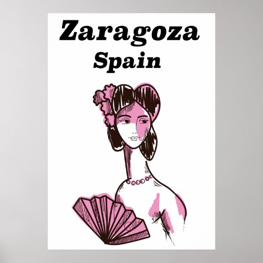 Zaragoza Spanien Vintage Reiseplakat Poster (Vorne)