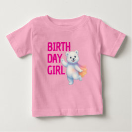 Zarah Dancing Polar Bear 1st Birthday Girl  Baby T-shirt