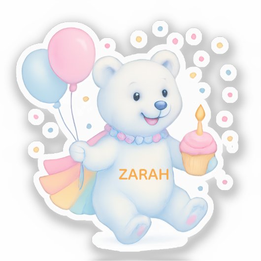 Zarah Dancing Polar Bear Custom-Cut Vinyl Sticker (Vorderseite)