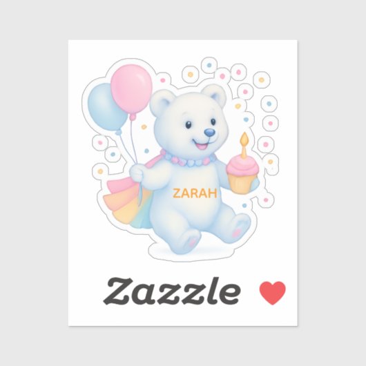 Zarah Dancing Polar Bear Custom-Cut Vinyl Sticker (Blatt)