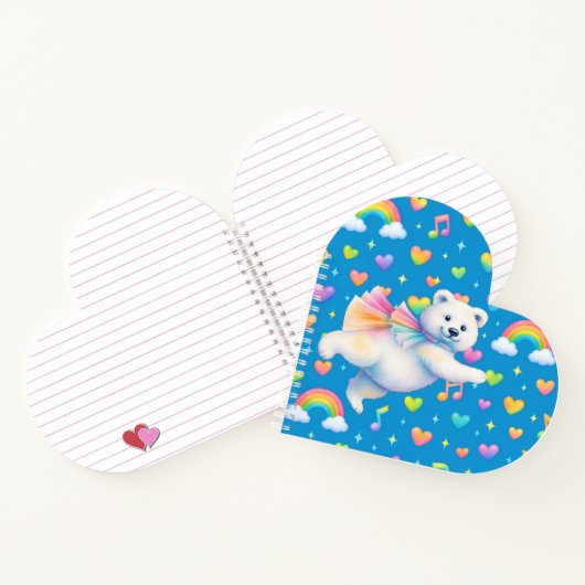 Zarah Dancing Polar Bear Heart-Shaped Notebook  Notizblock (Innenseite)