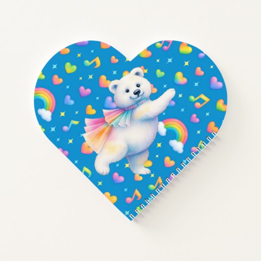 Zarah Dancing Polar Bear Heart-Shaped Notebook  Notizblock (Rückseite)