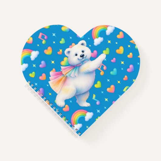 Zarah Dancing Polar Bear Heart-Shaped Notebook  Notizblock (Vorderseite)
