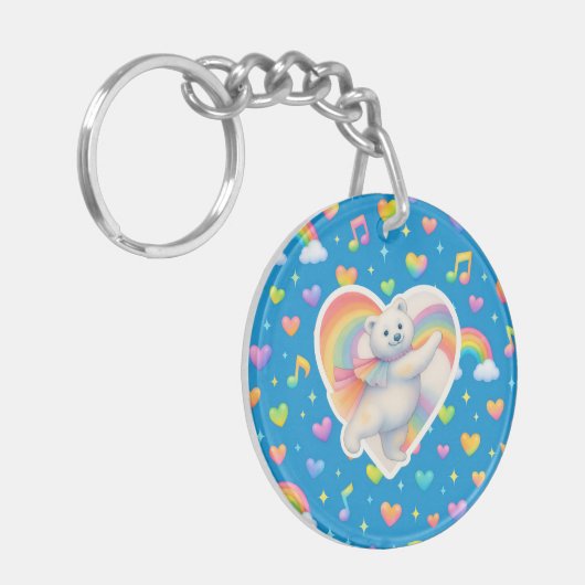Zarah Dancing Polar Bear Keychain – Rainbow Schlüsselanhänger (Vorderseite links)