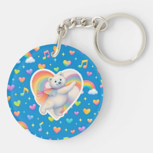 Zarah Dancing Polar Bear Keychain – Rainbow  Schlüsselanhänger (Rückseite)