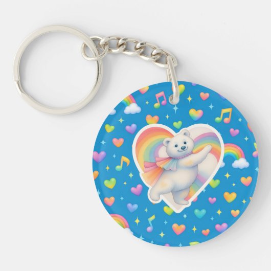 Zarah Dancing Polar Bear Keychain – Rainbow Schlüsselanhänger (Vorderseite)