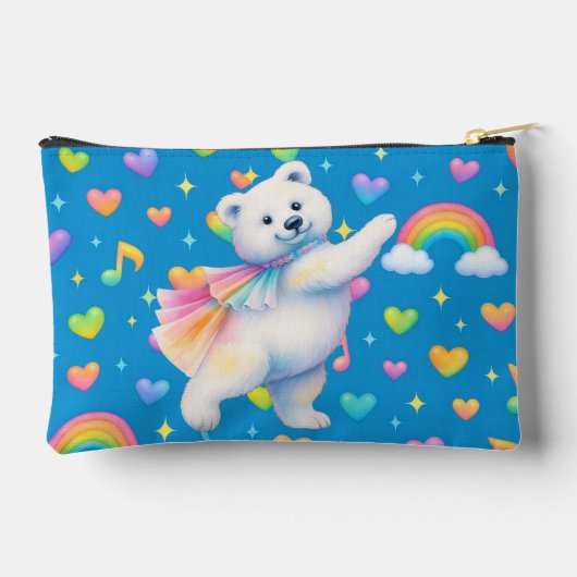 Zarah Dancing Polar Bear Zipper Pouch – Rainbows Zubehörtasche (Rückseite)